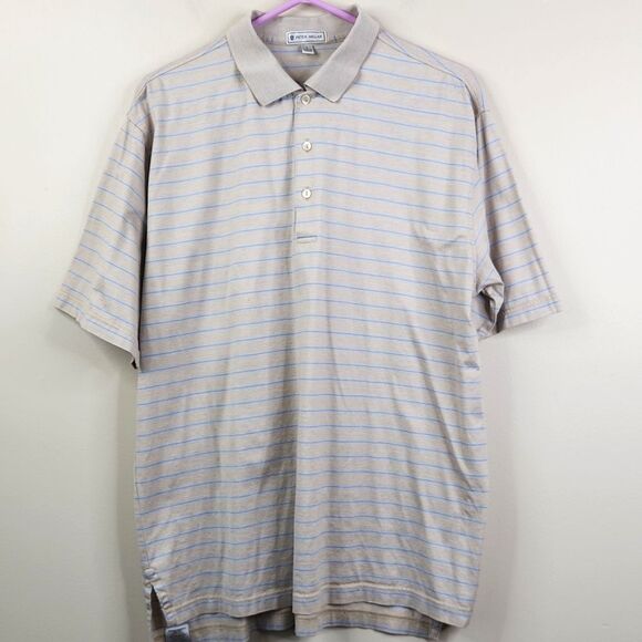 Vintage Y2K Peter Millar Striped Short Sleeve Polo Shirt Large - Picture 1 of 5
